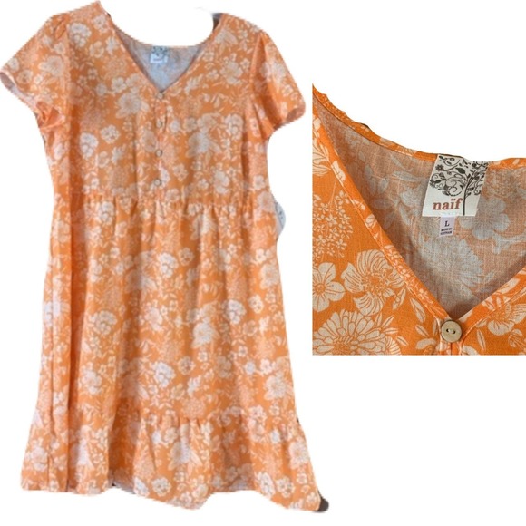 Floral Orange‎ Dress size L - Picture 1 of 3